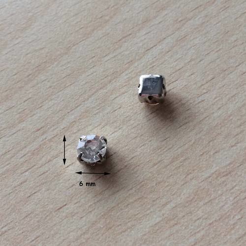 Strass swarovski cabochon "chatons"  6 mm crystal 