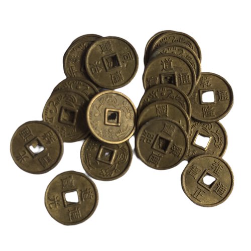 Breloques pieces de fortune chinoises couleur bronze (x10)