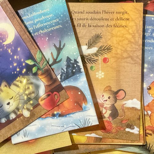 Calendrier de l'avent poetique - 25 cartes illustrées / rituel doux de noël / créations artisanales francaises