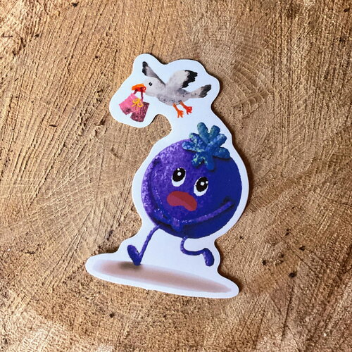 Sticker myrtille kawaii – fruit rigolo – autocollant mignon pour carnet, déco, scrapbooking