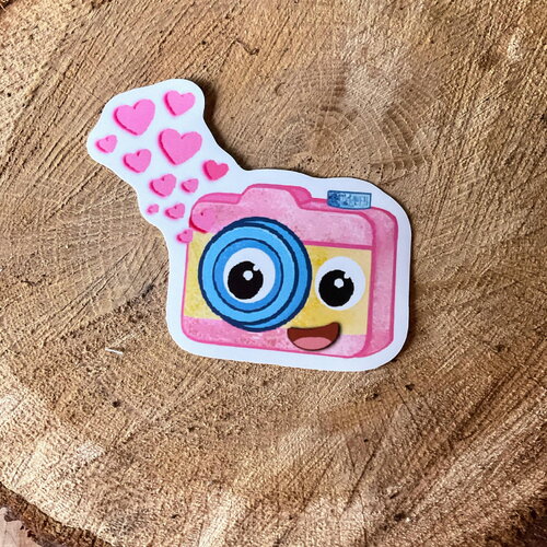Sticker appareil photo kawaii – autocollant mignon avec cœur – déco carnet, scrapbooking, bullet journal