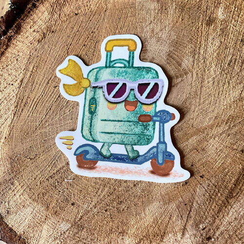 Sticker valise kawaii – autocollant voyage mignon – déco carnet, scrapbooking, bullet journal