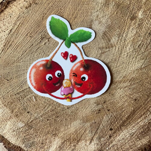 Sticker cerise kawaii – autocollant fruit mignon été planner