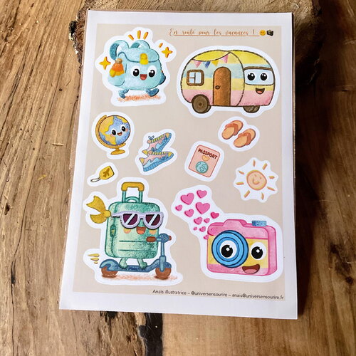 Planche de stickers -parents en vacances – rigolos &amp; feel good