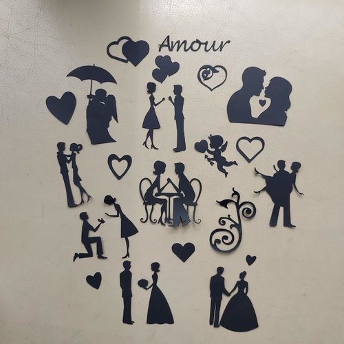Lot die cuts / découpes papier amour pour scrapbooking-faire part de mariage-album photo-décoration table saint valentin menu