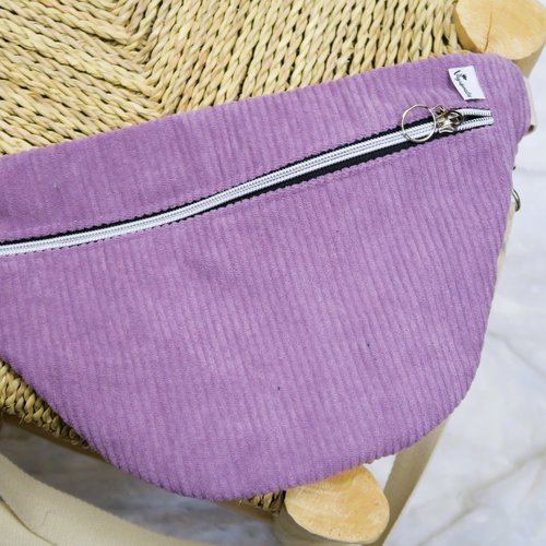 Sac banane en velours côtelé - coloris parme
