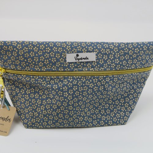 Trousse de toilette agate - coloris bleu fleurs