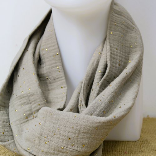 Foulard double tour en double gaze de coton -  coloris beige