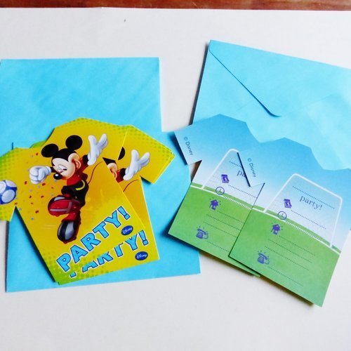 5 Cartes Invitation Enveloppe Anniversaire Disney Mickey Mouse Nouveau Fete Maison Cartes De Voeux Papeterie