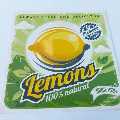 Carte carré citron style publicité ancienne vintage lemons