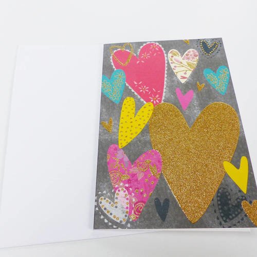 Carte Joyeux Anniversaire Paillete Or Love Coeur Un Grand Marche