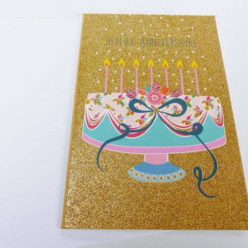 Carte Joyeux Anniversaire Paillete Or Gateau Anniversaire Un Grand Marche