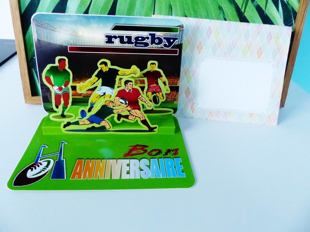 Carte Pop Up Bon Anniversaire Rugby Relief 3d Sport Ballon Avec Enveloppe Fantaisie Un Grand Marche