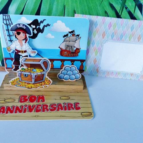 Carte Pop Up Bon Anniversaire Pirates Tresor Bateau Enfant Avec Enveloppe Fantaisie Un Grand Marche