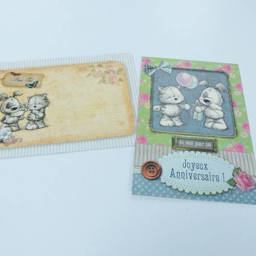 Carte Joyeux Anniversaire Ourson Paillette Les Toodoos Vintage Avec Enveloppe Assortie De Moi Pour Toi Un Grand Marche