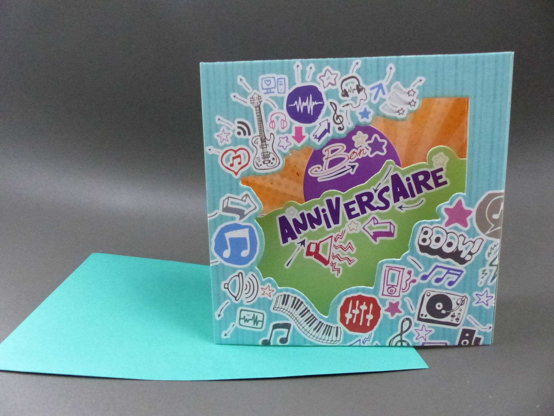 Carte 3d Anniversaire Carte A Poser Guitare Musique Rock Un Grand Marche