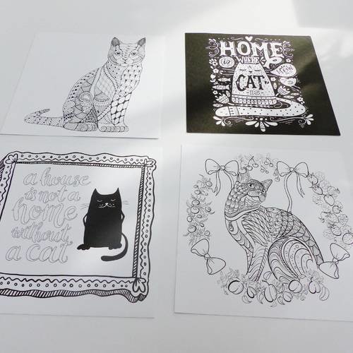 4 Cartes A Colorier Chat Coloriage Un Grand Marche