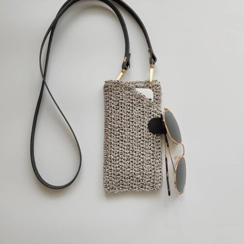 Pochette téléphone portable en paille, sac bandoulière pour téléphone portable, etui téléphone