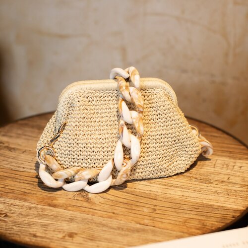 Pochette mariage raphia, sac raphia beige, sac de demoiselle d'honneur beige, cadeau artisanal pour elle