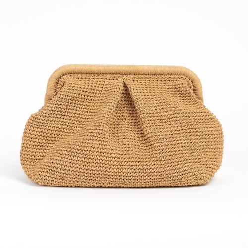 Pochette femme en paille, pochette paille plage, sac plage raphia, cadeau artisanal pour elle