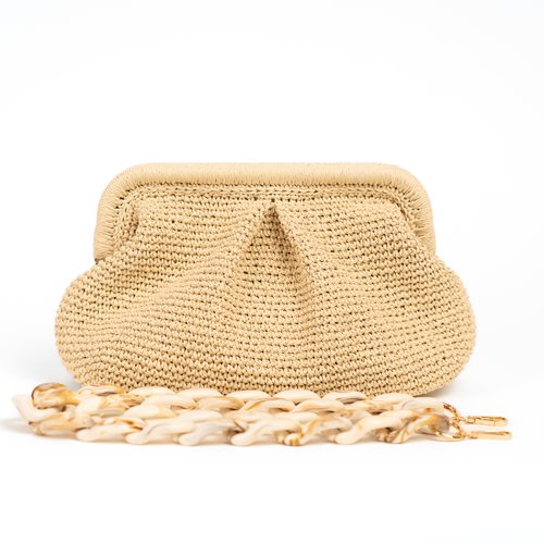 Pochette mariage raphia, pochette paille plage, sac plage raphia, cadeau artisanal pour elle