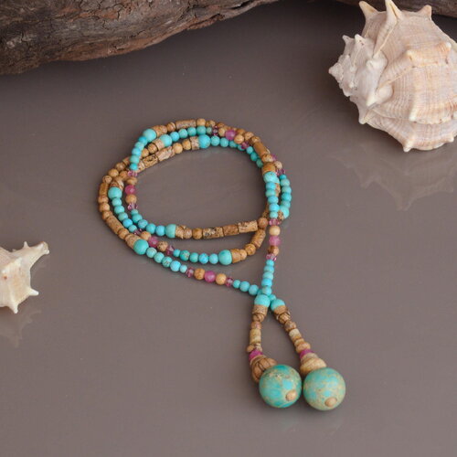 Lariat style amérindien en perles de tourmaline – bijou d’ancrage