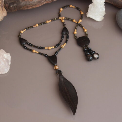 Collier princesse en ebène de macassar intense – bijou unique fait main