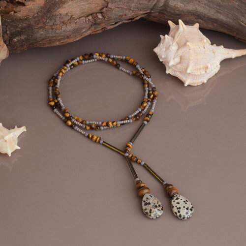 Lariat original en perles naturelles
