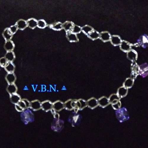 Bracelet perles acrylique marron tons de violets
