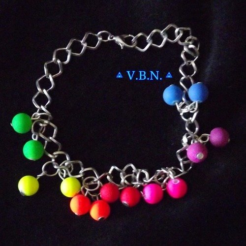 Bracelet perles acrylique fluo double