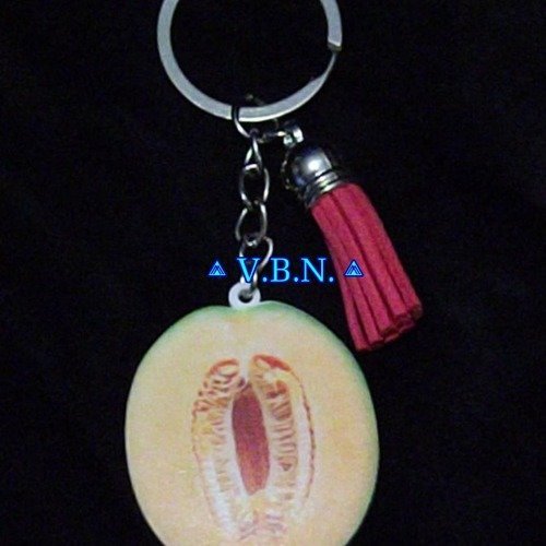 Porte clés fruit melon avec pompon