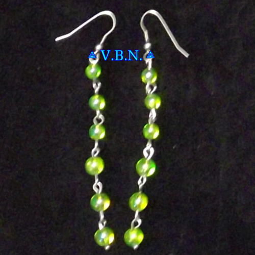 Boucles d'oreilles inoxydable avec perles acrylique d'eau vert
