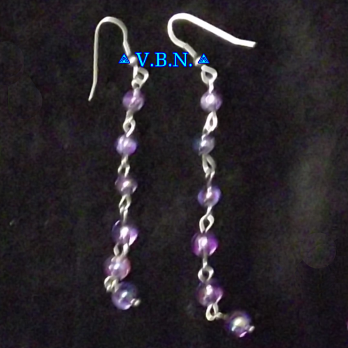 Boucles d'oreilles inoxydable avec perles acrylique d'eau violet