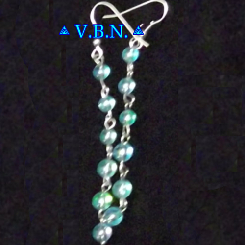 Boucles d'oreilles inoxydable avec perles acrylique d'eau bleu