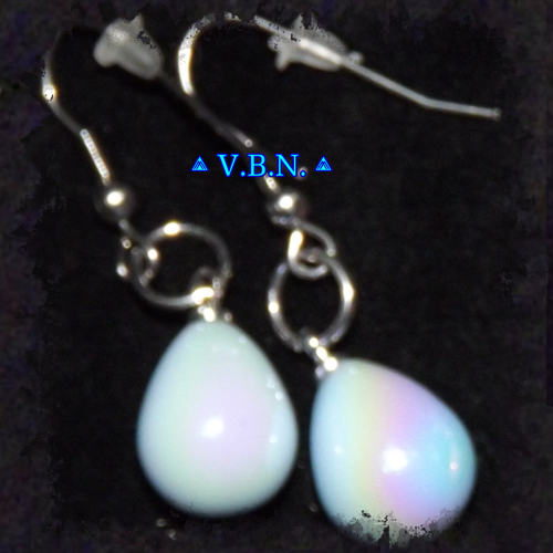 Boucle d'oreille inoxydable goutte couleur bleu
