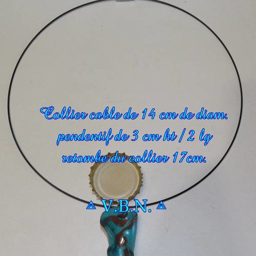 Collier cable avec pendentif moderne, feuille torsade turquoise et marron 