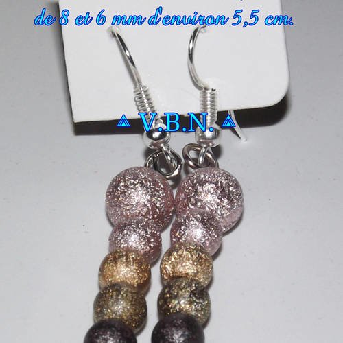Boucles d'oreilles 6 perles starbust multicouleur 8mm et 6mm 