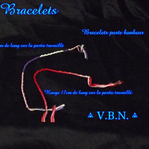 Lot de 2 bracelets portent bonheur fait main rouge et violet 