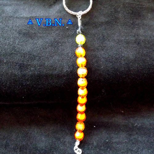 Porte clé dizainier en perles acrylique entroises avec petite croix metal argente