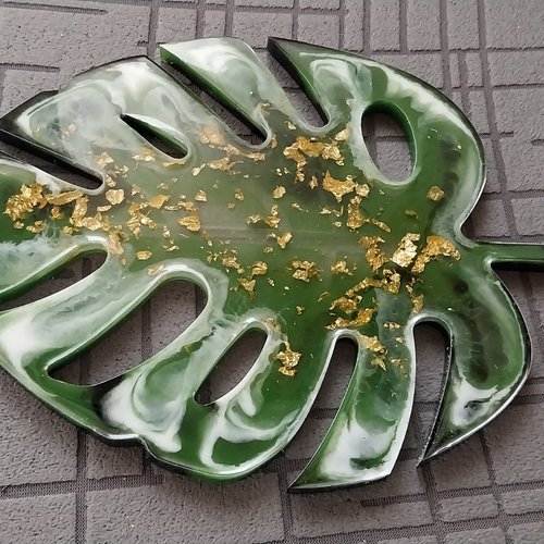Dessous de plat feuille de palmier ( monstera ) en résine époxy