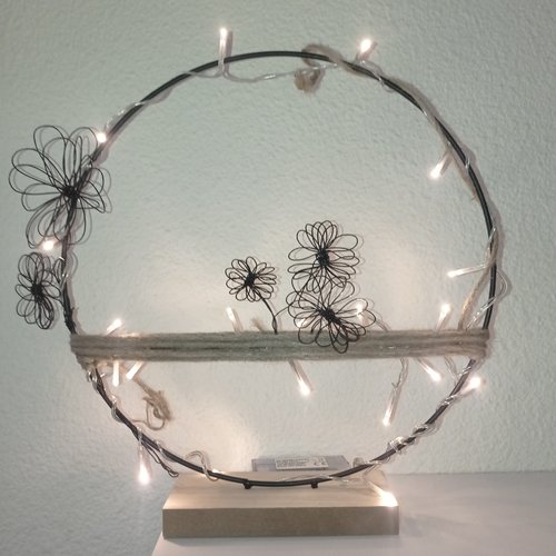 Cadeau de noel couronne décoration maison couronne lumineuse en fil de fer fleurs en fil de fer fin fait main