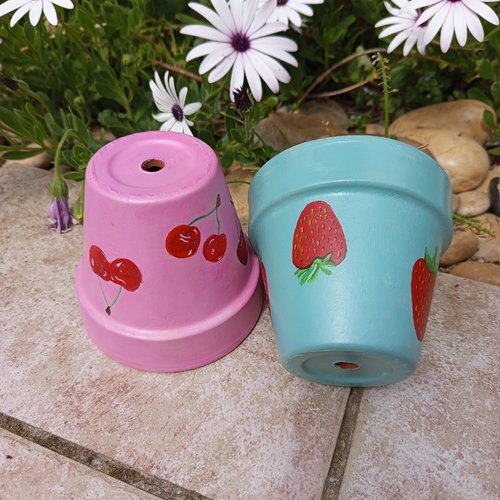 Pot de fleurs en terre cuite peint à la main pot de plante d'intérieur décoration jardin pot peint main idée cadeau fête des mères
