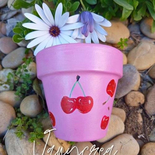 Pot de fleurs en terre cuite peint à la main pot de plante d'intérieur décoration jardin pot peint main idée cadeau fête des mères
