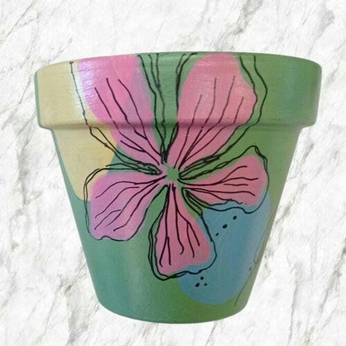 Pot de fleur en terre cuite peint à la main cache-pot plante extérieur intérieur pot terre cuite décoré décoration pot cadeau