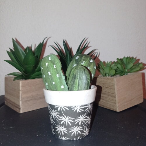 Cactus peints à la main galets peints cactus galets décoratifs pierre peinte roche fleur cailloux décoration cadeau unique