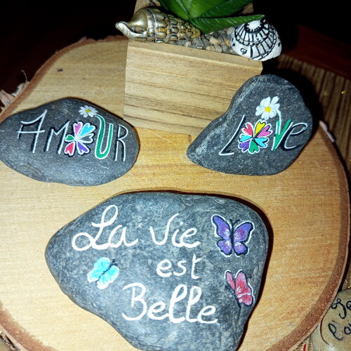 Galets peints peinture sur galet écriture prénom sur caillou galet personnalisé pierre mot message prénom