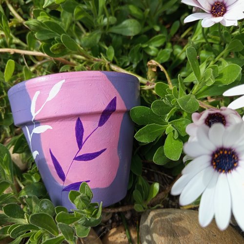 Pot de fleur en terre cuite peint à la main cache pot extérieur jardinière peint pot de plante d'intérieur pot décoré décoration