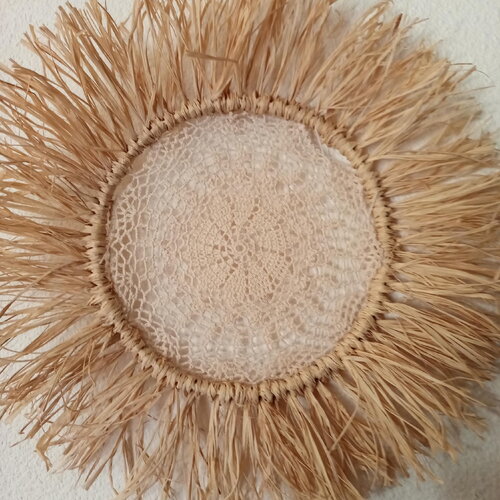 Décoration murale bohème en raphia déco jujuhat couronne bohème chic déco naturelle ethnique cadeau nature cercle raffia
