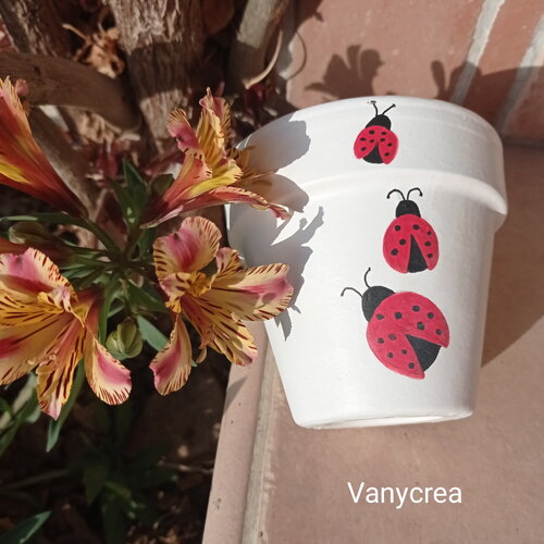 Pot de fleur coccinelle en terre cuite peint à la main cache-pot plante extérieur intérieur pot décoré décoration coccinelles pot