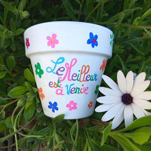 Pot de fleurs en terre cuite peint main cache-pot plante extérieur intérieur pot décoré décoration cadeau nounou fete des meres atsem